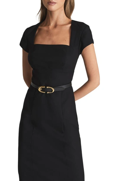 Shop Reiss Haisley Wool Blend Sheath Dress In Black