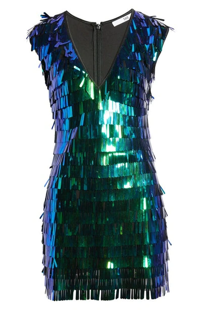 Shop Sho By Tadashi Shoji Fringe Sequin Minidress In Shamrock