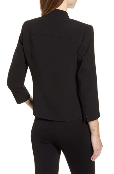 Anne Klein Crepe Open Front Jacket In Anne Blk