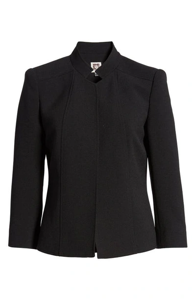 Anne Klein Crepe Open Front Jacket In Anne Blk