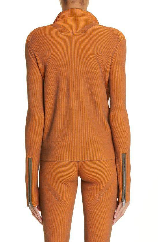 Dion Lee Orange Angled Zip-Up Sweater