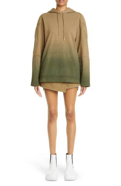 Shop Dion Lee Sunfade Gradient Padded Cotton French Terry Hoodie In Military Green