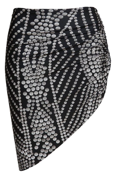 Shop Norma Kamali Asymmetric Knit Miniskirt In Studs