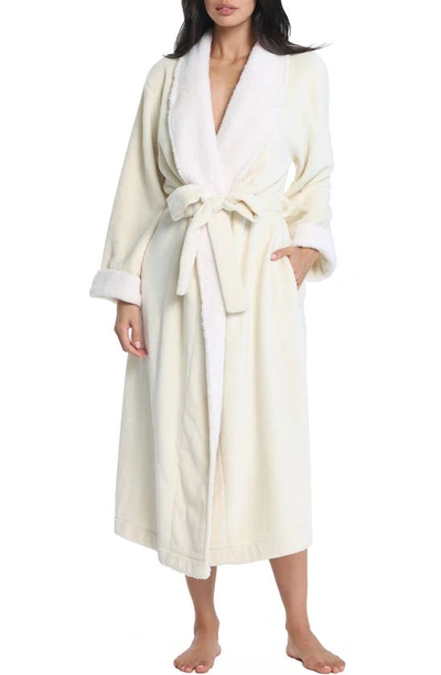 Shop Papinelle High Pile Fleece Robe & Sleep Mask Set In Vanilla