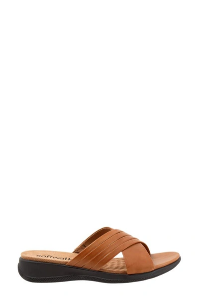 Shop Softwalk ® Tillman 5.0 Leather Cross Strap Slide Sandal In Luggage