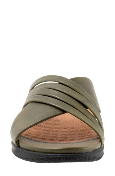 Shop Softwalk ® Tillman 5.0 Leather Cross Strap Slide Sandal In Dark Olive