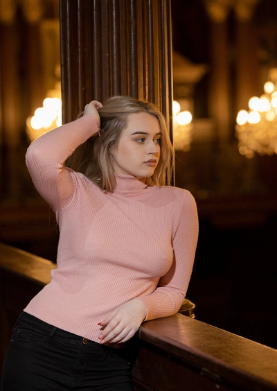 Shop Bereal Blush High Neck Jumper In Pink