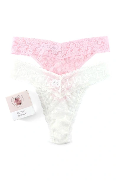 Shop Hanky Panky Assorted 2-pack I Do Signature Original Thongs In Light Ivory/ Bliss