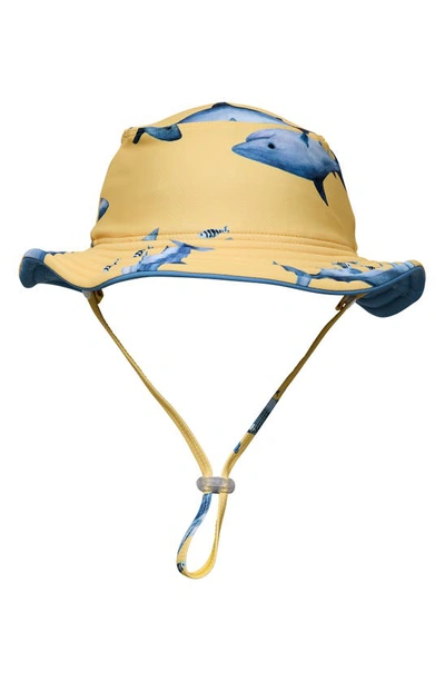 Shop Snapper Rock Kids' Sunrise Shark Reversible Bucket Hat In Yellow