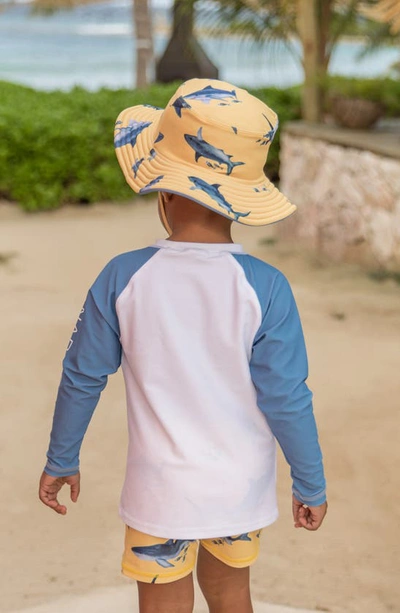 Shop Snapper Rock Kids' Sunrise Shark Reversible Bucket Hat In Yellow