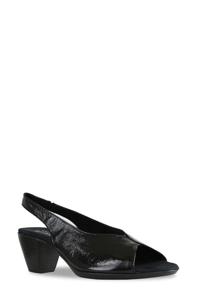 Shop Munro Rochelle Slingback Sandal In Black Crinkle Patent