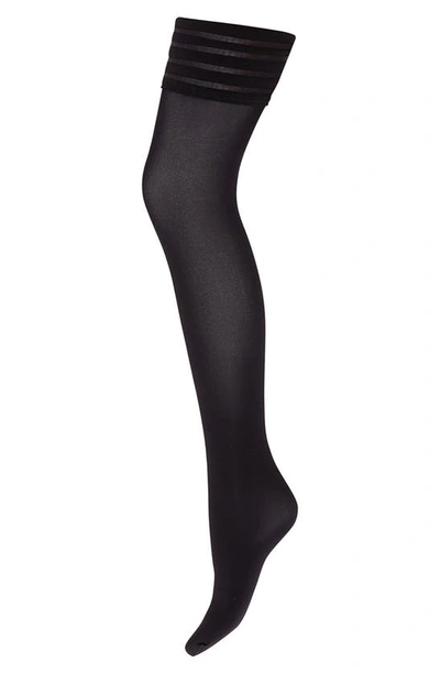 Shop Wolford Velvet De Luxe 50 Stay-up Stockings In Black