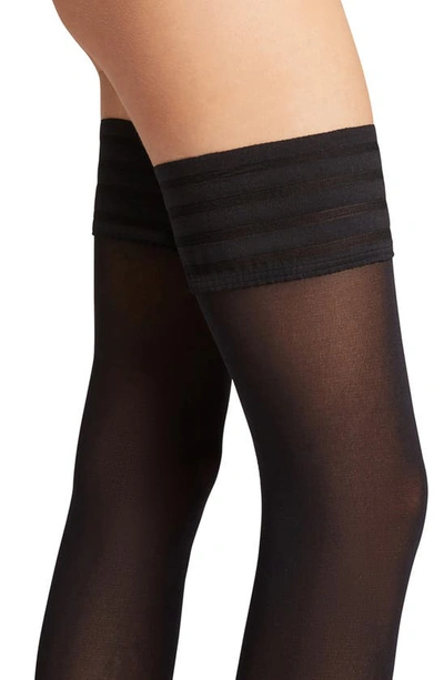 Shop Wolford Velvet De Luxe 50 Stay-up Stockings In Black
