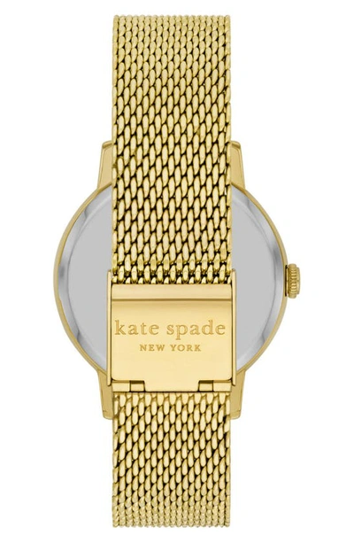 Shop Kate Spade Metro Dragonfly Mesh Bracelet Watch, 34mm In Gold