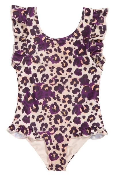 Shop Boardies Kids' Ruffles Cheetah Print One-piece Swimsuit In Multi