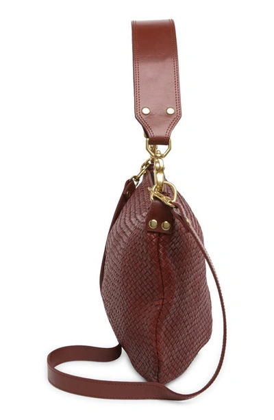 Clare V. Moyen Convertible Leather Satchel - Toffee Diagonal Woven