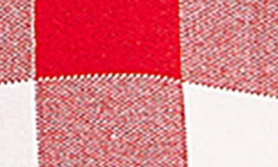 English Factory Gingham Puff Sleeve Sweater In Red