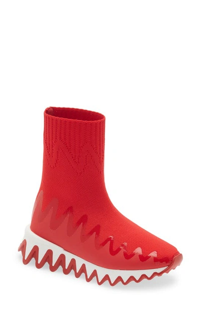 Shop Christian Louboutin Kids' Mini Sharky Sock Sneaker In Version Loubi