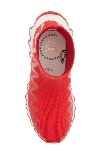 Shop Christian Louboutin Kids' Mini Sharky Sock Sneaker In Version Loubi