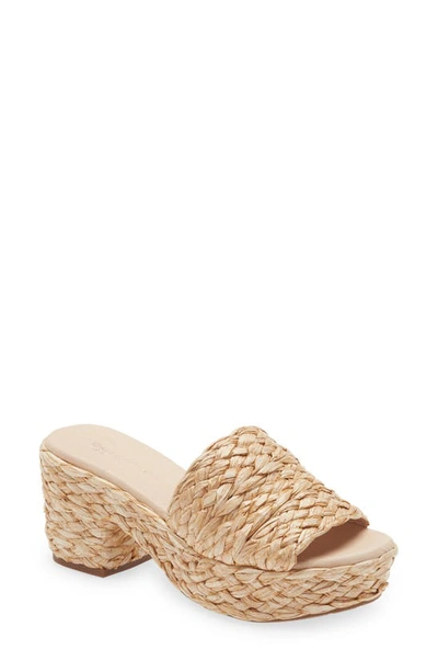 Shop Chocolat Blu Raffia Platform Slide Sandal In Natural Raffia