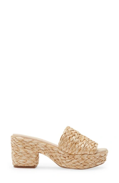 Chocolat Blu Raffia Platform Slide Sandal In Natural Raffia