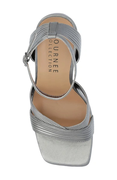 Journee Collection Annett Ribbed Strap Pump In Pewter