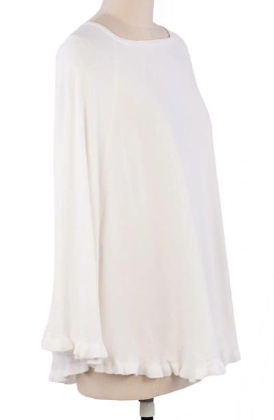 Shop Saachi Talia Ruffle Trim Poncho In Ivory