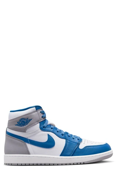 Shop Jordan Nike  Air  1 Retro High Top Sneaker In Blue/ White/ Cement Grey
