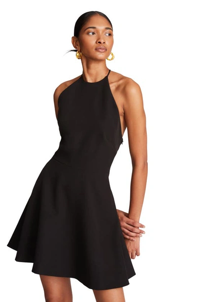 Shop Halston Davina Halter Fit & Flare Dress In Black