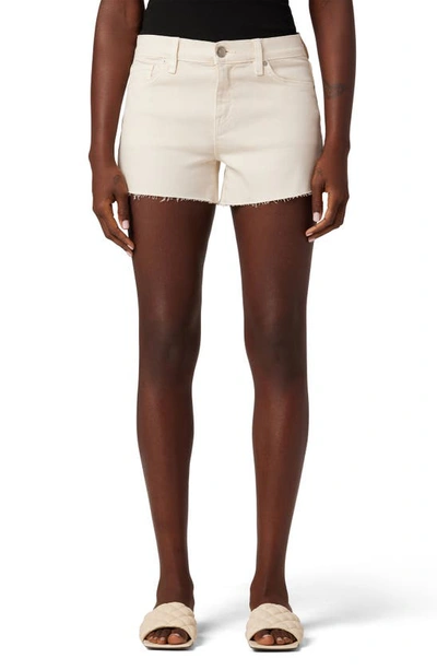 Shop Hudson Gemma Raw Hem Denim Shorts In Novelty Egret