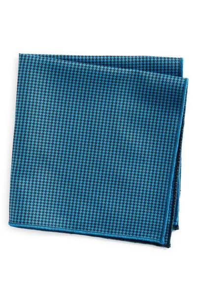 Shop Clifton Wilson Houndstooth Cotton Pocket Square In Blue