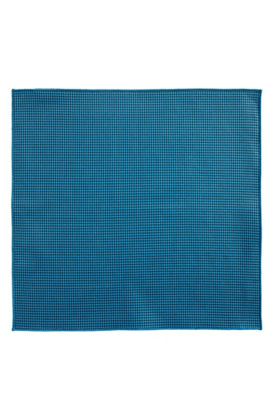 Shop Clifton Wilson Houndstooth Cotton Pocket Square In Blue
