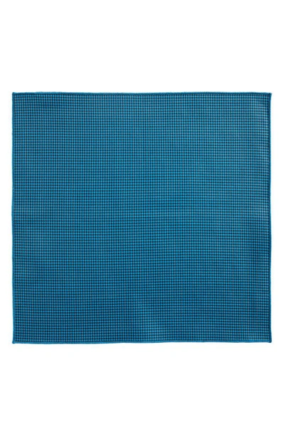 Clifton Wilson Houndstooth Cotton Pocket Square In Blue