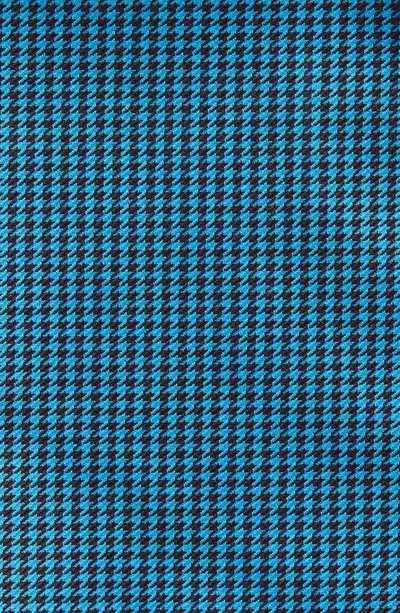 Shop Clifton Wilson Houndstooth Cotton Pocket Square In Blue