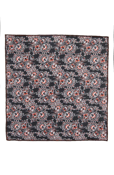 Clifton Wilson Print Linen Pocket Square In Black