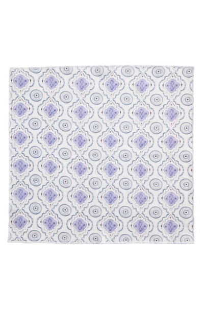 Clifton Wilson Print Linen Pocket Square In Light Grey