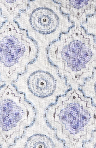 Clifton Wilson Print Linen Pocket Square In Light Grey