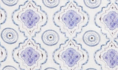 Clifton Wilson Print Linen Pocket Square In Light Grey