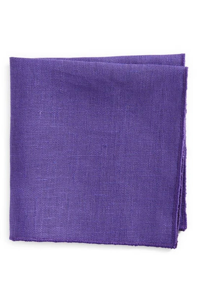Shop Clifton Wilson Solid Linen Pocket Square In Purple