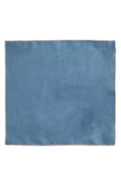 Shop Clifton Wilson Solid Cotton Pocket Square In Steel Blue