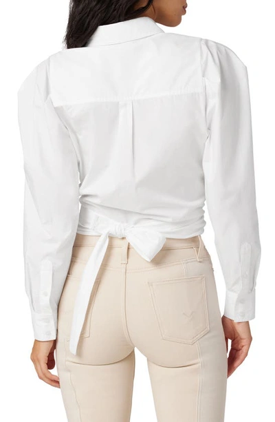 Shop Hudson Wrap Tie Cotton Poplin Button-up Shirt In White