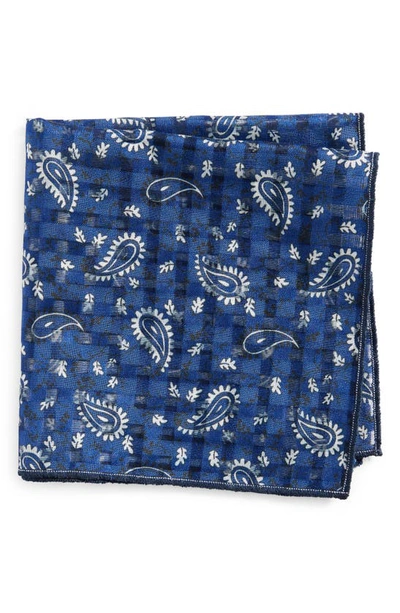 Shop Clifton Wilson Paisley Silk Pocket Square In Blue