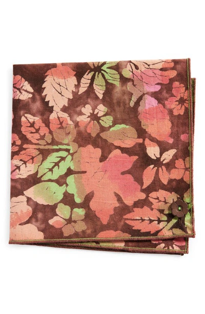 Shop Clifton Wilson Print Cotton Pocket Square In Brown