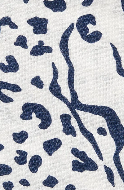 Clifton Wilson Print Linen Pocket Square In Navy