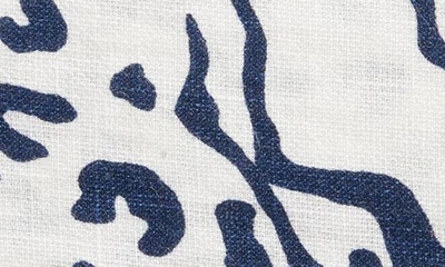 Shop Clifton Wilson Print Linen Pocket Square In Navy