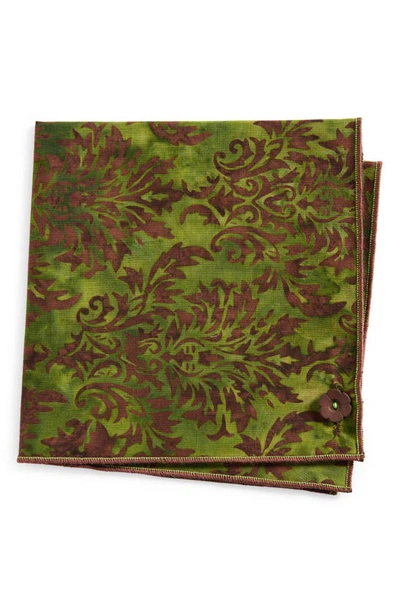 Shop Clifton Wilson Print Cotton Pocket Square In Green