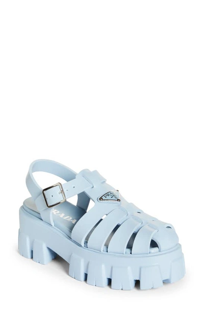 Shop Prada Monolith Fisherman Sandal In Cielo