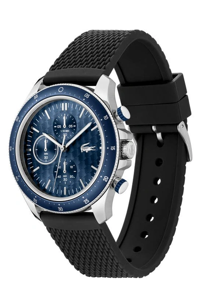 Shop Lacoste Neoheritage Chronograph Silicone Strap Watch, 43mm In Blue