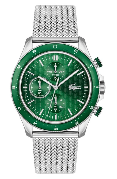 Shop Lacoste Neoheritage Chronograph Mesh Bracelet Watch, 43mm In Green