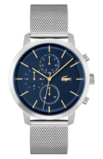 Shop Lacoste Replay Chronograph Mesh Strap Watch, 44mm In Blue